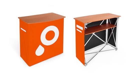 Mostradores para ferias textil frente  parte de atras